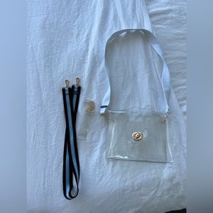 Clear stadium bag with interchangeable straps